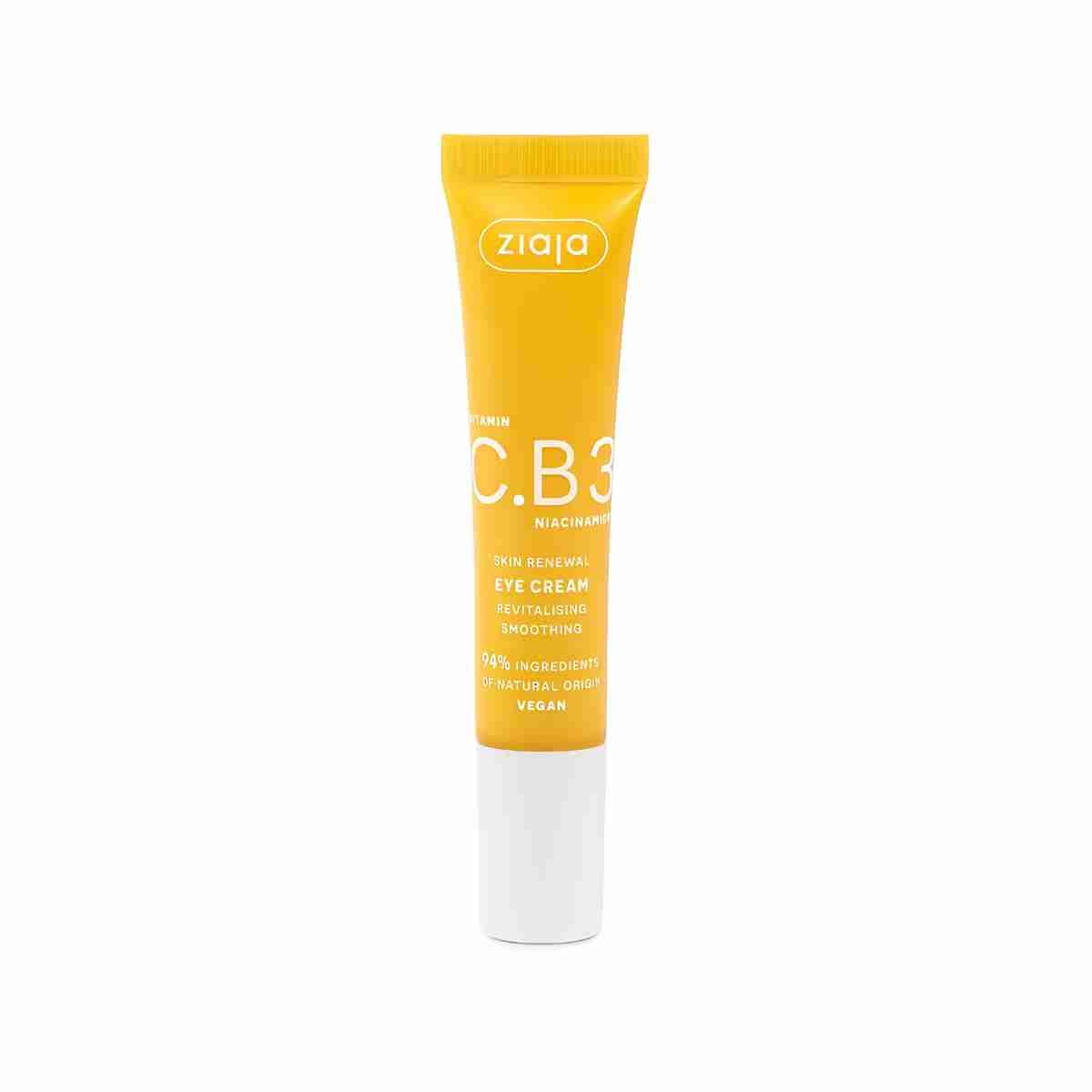 Contorno de ojos Ziaja Vitamina C.B3 con vitamina C y niacinamida para revitalizar, suavizar e iluminar la mirada.