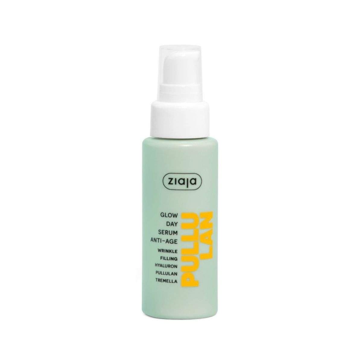 Sérum de día iluminador antiedad Ziaja Pullulan con ácido hialurónico, pullulan y tremella.